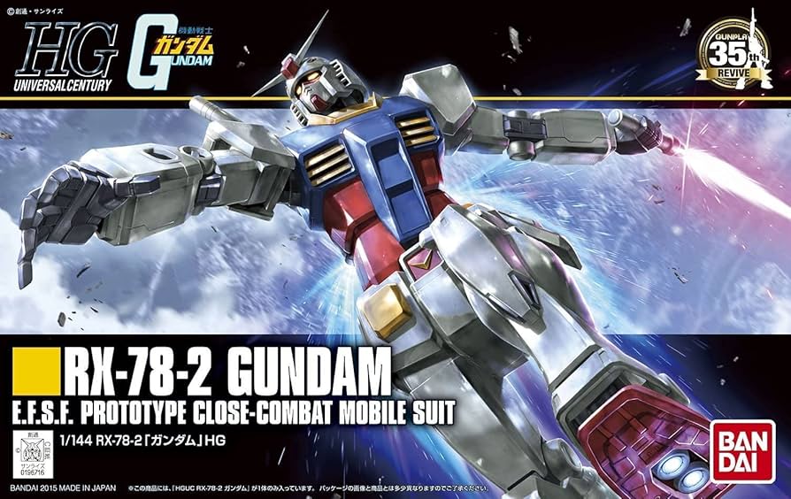 Bandai RX-78-2 Gundam HG E.F.S.F. Prototype Close-Combat Mobile Suit 1/44 Model Kit